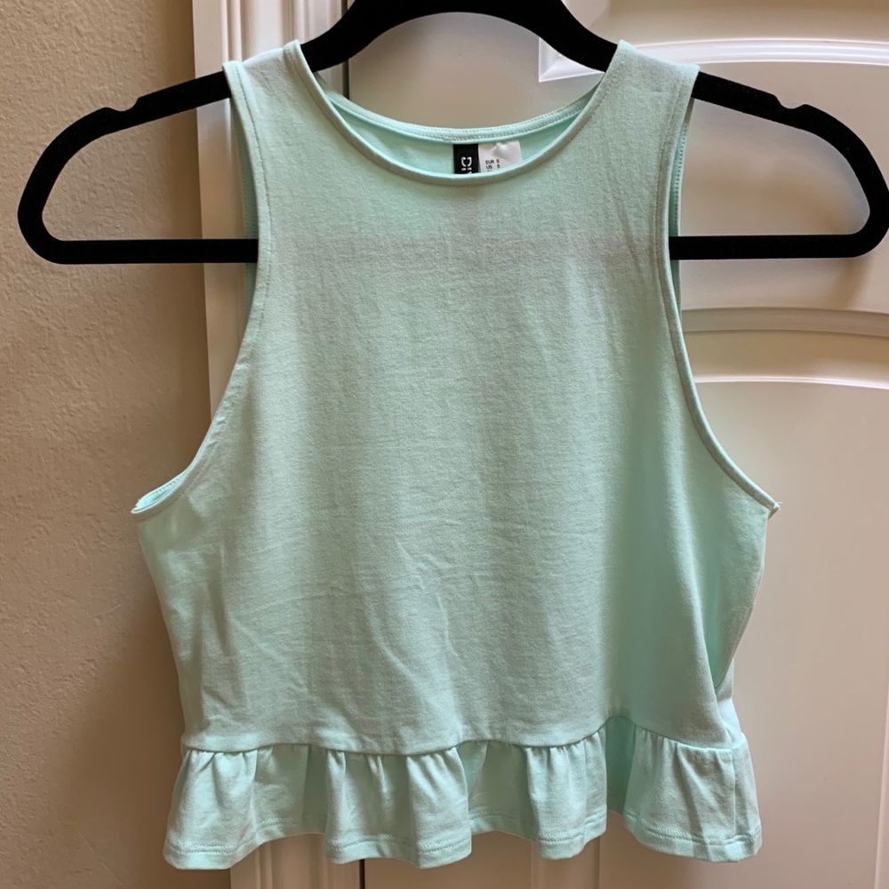 H&M Divided Mint Ruffled Peplum Tank Top
